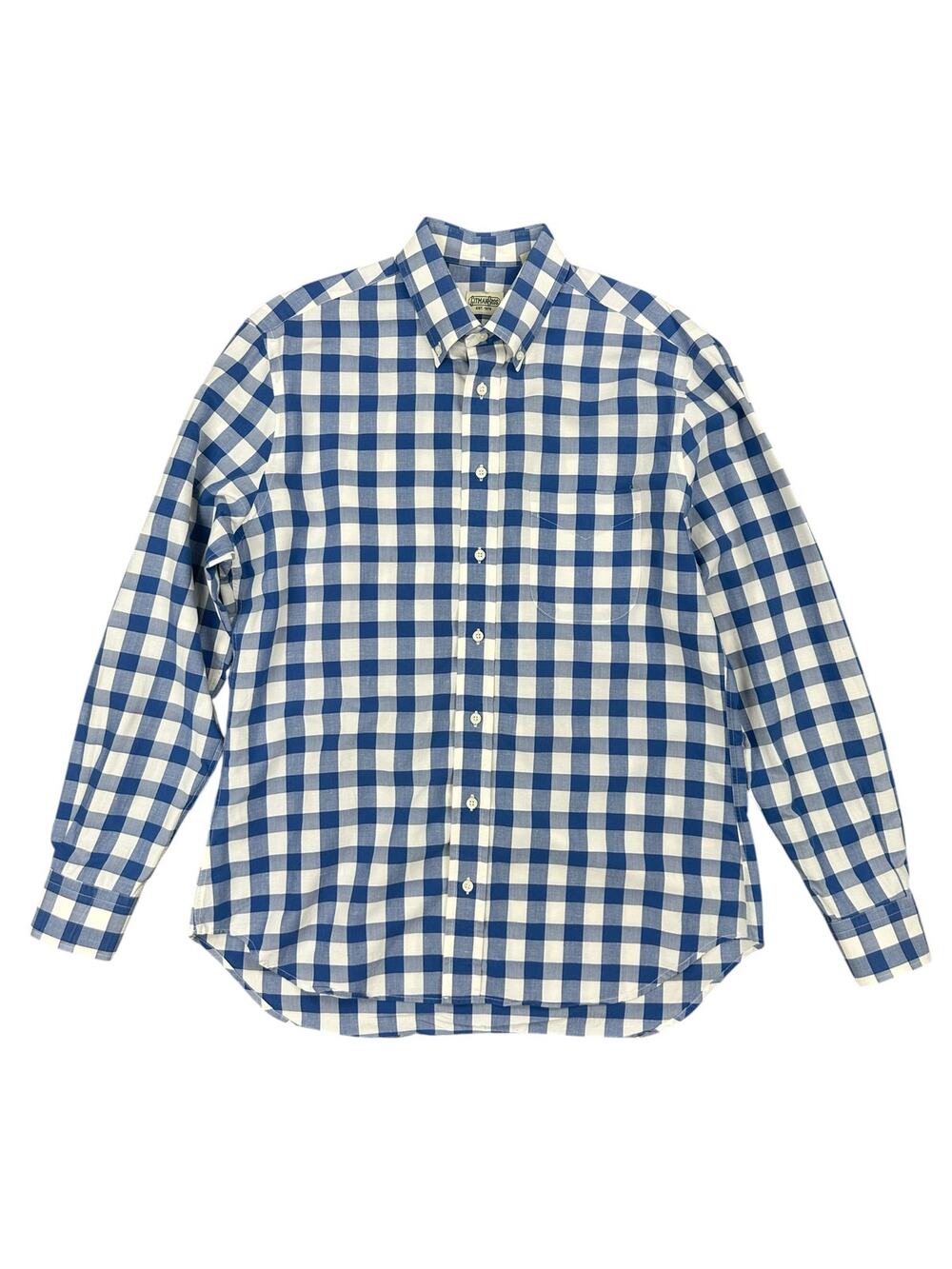Gitman Bros. Made in USA Checkered Long Sleeve Shirt Blue - Large
